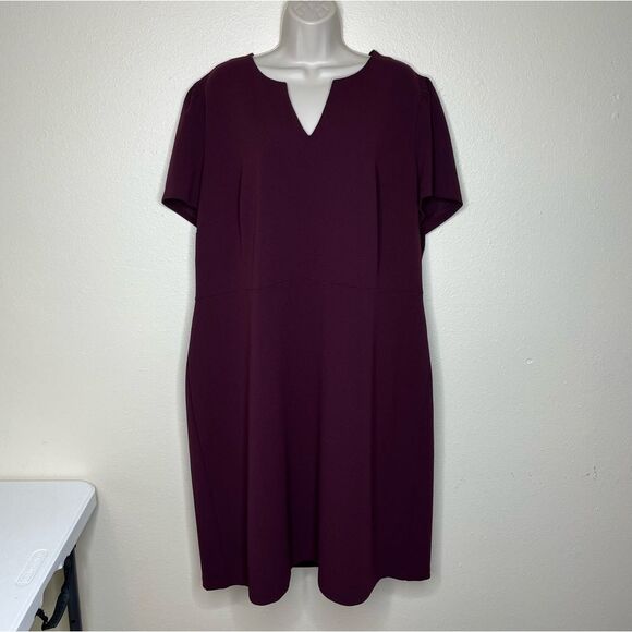 New The Limited Wine Tasting Split Neck Short Sleeve Sheath Dress Women Size 20W - Picture 13 of 13